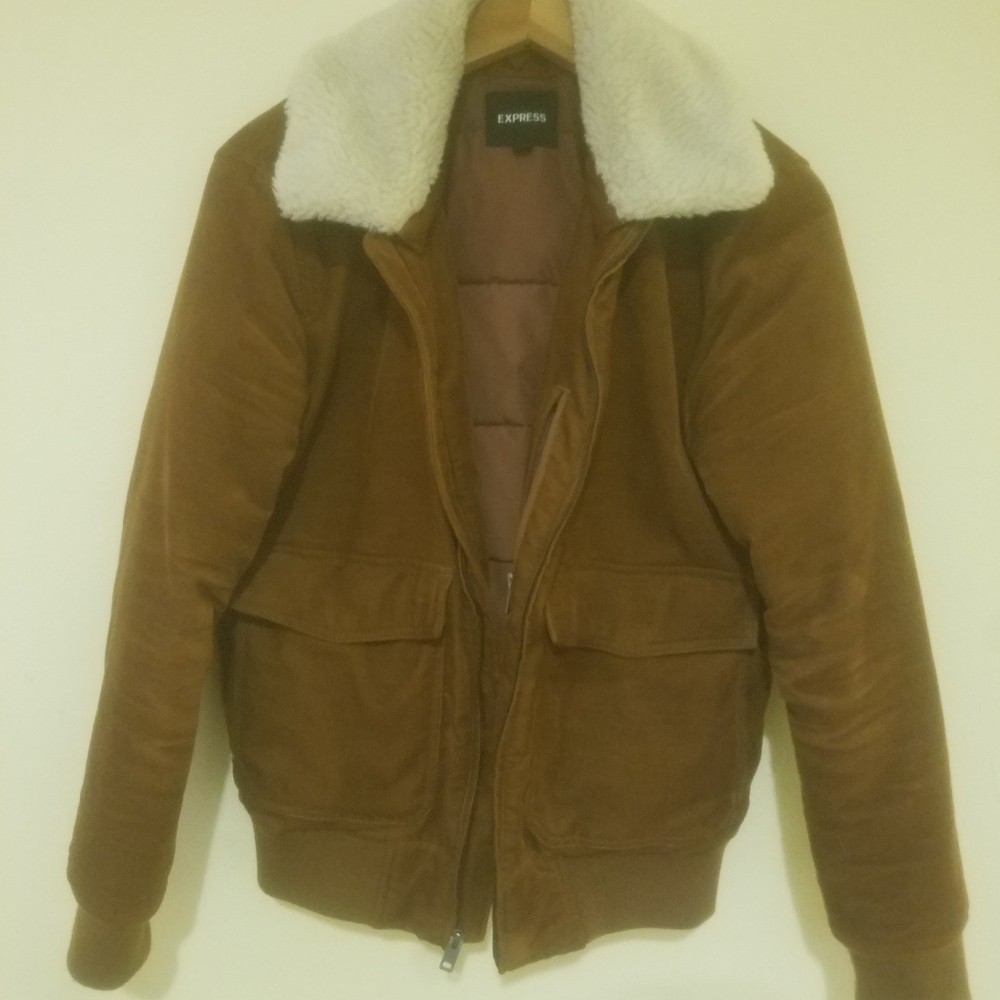 EXPRESS MENS TRUCKER SHERPA JACKET S CORDUROY
